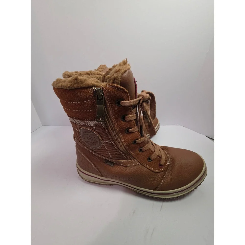 Pajar Canada Brown Waterproof Leather Suede Winter Boots Mens 9-9.5 Fur Lined